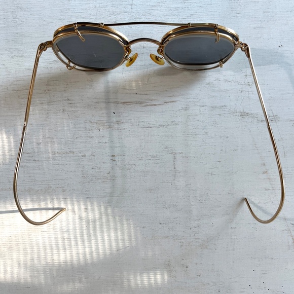 Vintage AO Eyeglasses Square Coil Temple 12k GF Metal Frame Gray Sunglasses Clip - Picture 11 of 16